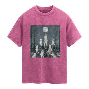 Fresno Nightkittens Nightcrawler Washed Cotton T-Shirt Funny Horror Cat Cryptid Lover Gift