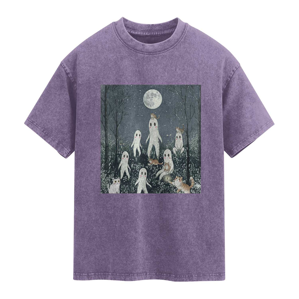 Fresno Nightkittens Nightcrawler Washed Cotton T-Shirt Funny Horror Cat Cryptid Lover Gift