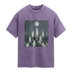 Fresno Nightkittens Nightcrawler Washed Cotton T-Shirt Funny Horror Cat Cryptid Lover Gift