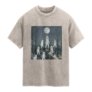 Fresno Nightkittens Nightcrawler Washed Cotton T-Shirt Funny Horror Cat Cryptid Lover Gift