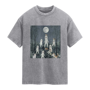 Fresno Nightkittens Nightcrawler Washed Cotton T-Shirt Funny Horror Cat Cryptid Lover Gift