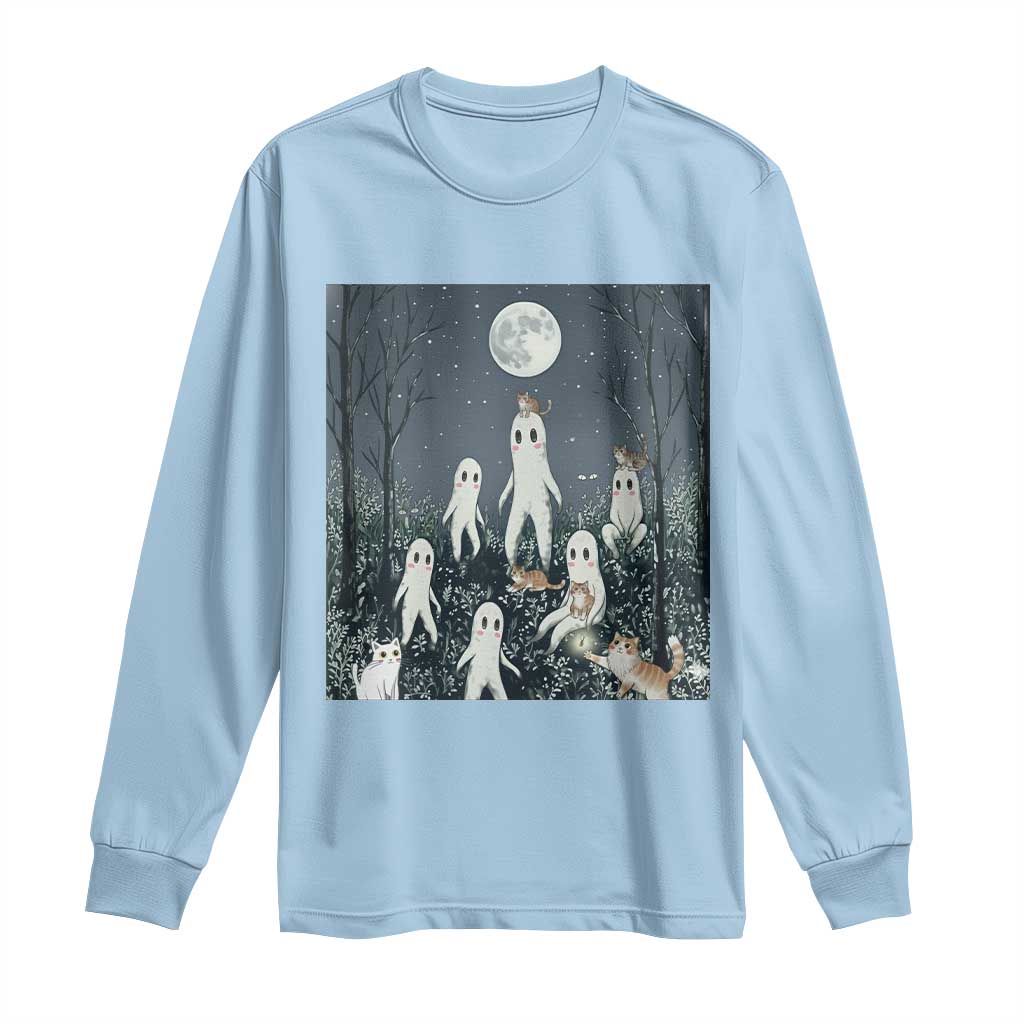 Fresno Nightkittens Nightcrawler Long Sleeve Shirt Funny Horror Cat Cryptid Lover Gift TS12 Light Blue Print Your Wear