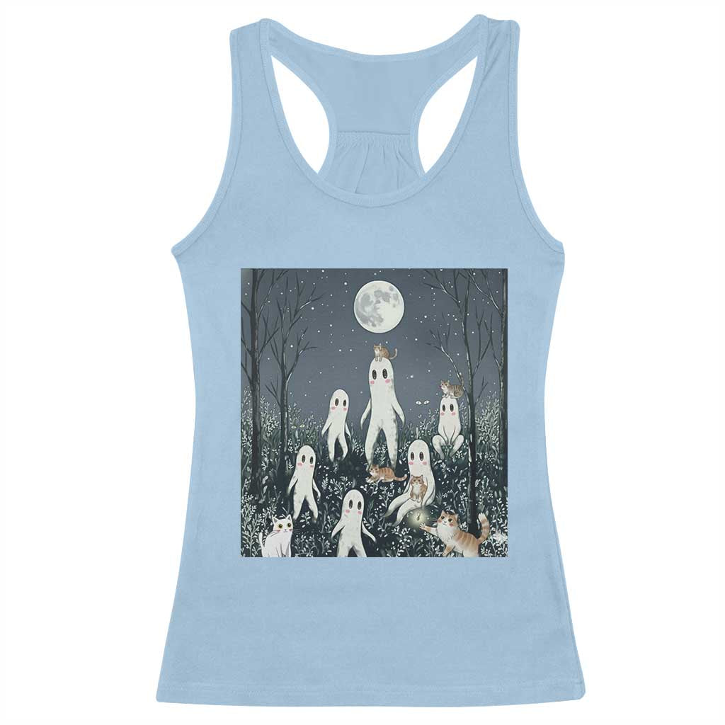 Fresno Nightkittens Nightcrawler Racerback Tank Top Funny Horror Cat Cryptid Lover Gift TS12 Light Blue Print Your Wear