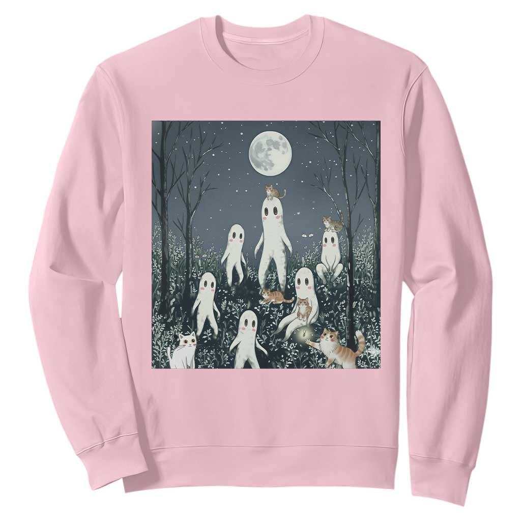 Fresno Nightkittens Nightcrawler Sweatshirt Funny Horror Cat Cryptid Lover Gift TS12 Light Pink Print Your Wear