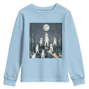 Fresno Nightkittens Nightcrawler Youth Sweatshirt Funny Horror Cat Cryptid Lover Gift TS12 Light Blue Print Your Wear