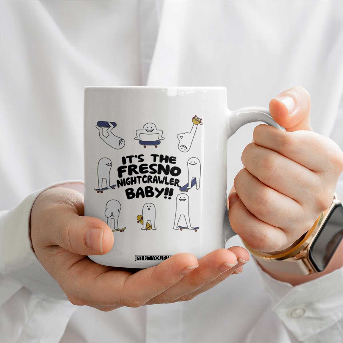 Its The Fresno Nightcrawler Baby Coffee Mug Funny Cryptid Skate Style Gift TS12 Print Your Wear