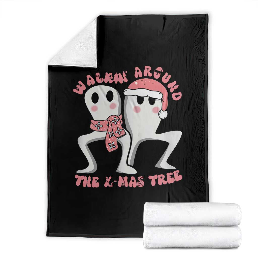 Walkin Around The Xmas Tree Throw Blanket Fresno Nightcrawler Cryptid Christmas Gift TS12 White Print Your Wear