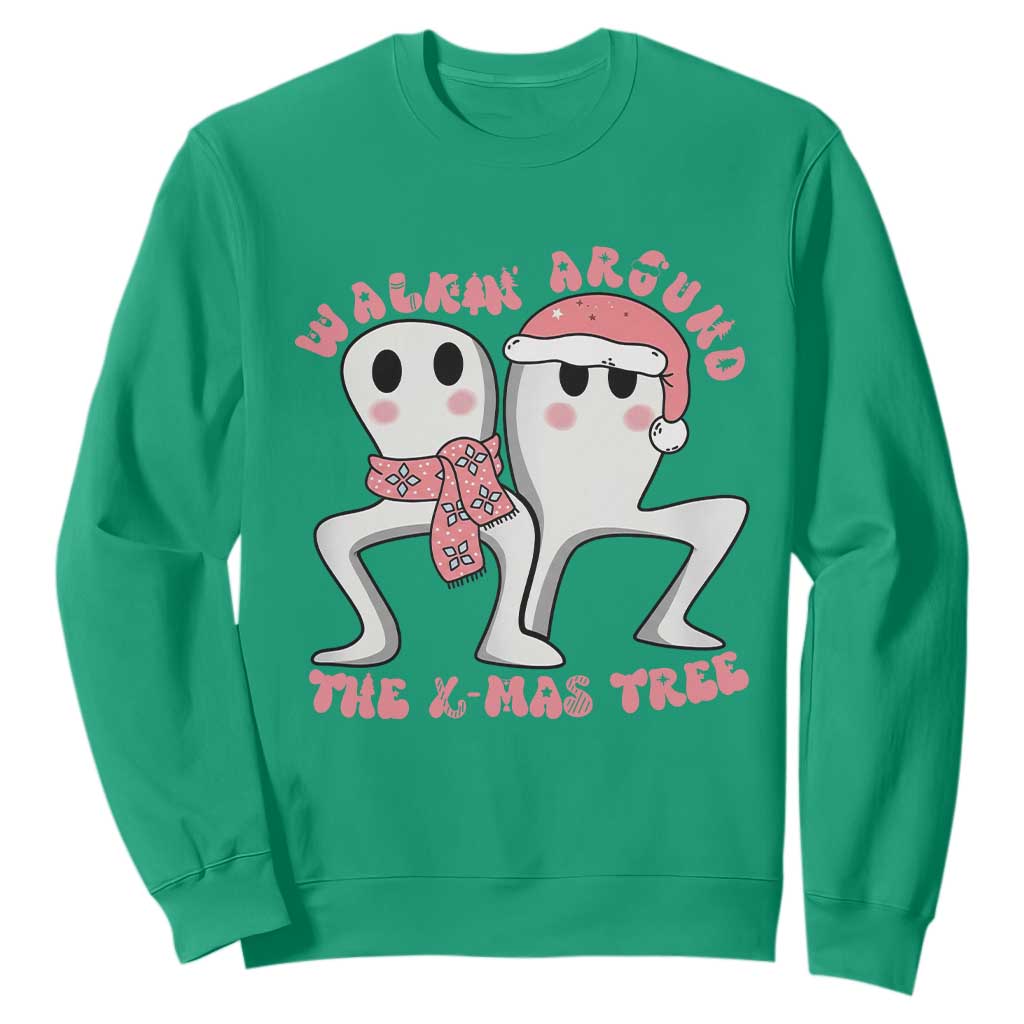 Walkin Around The Xmas Tree Sweatshirt Fresno Nightcrawler Cryptid Christmas Gift TS12 Irish Green Print Your Wear