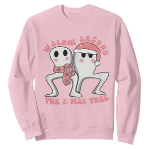Walkin Around The Xmas Tree Sweatshirt Fresno Nightcrawler Cryptid Christmas Gift TS12 Light Pink Print Your Wear