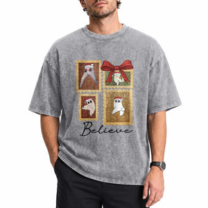 Fresno Nightcrawler Cryptid Christmas Believe Gift Washed Cotton T-Shirt