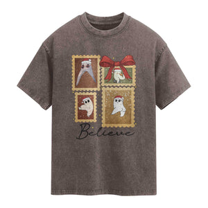 Fresno Nightcrawler Cryptid Christmas Believe Gift Washed Cotton T-Shirt