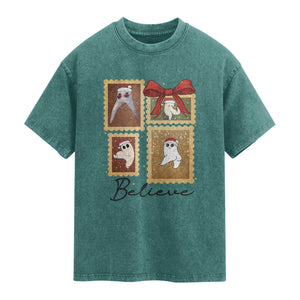 Fresno Nightcrawler Cryptid Christmas Believe Gift Washed Cotton T-Shirt