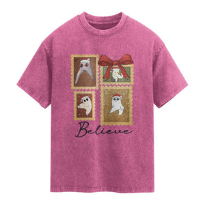 Fresno Nightcrawler Cryptid Christmas Believe Gift Washed Cotton T-Shirt