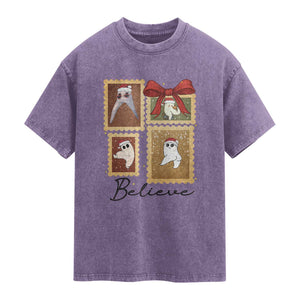 Fresno Nightcrawler Cryptid Christmas Believe Gift Washed Cotton T-Shirt