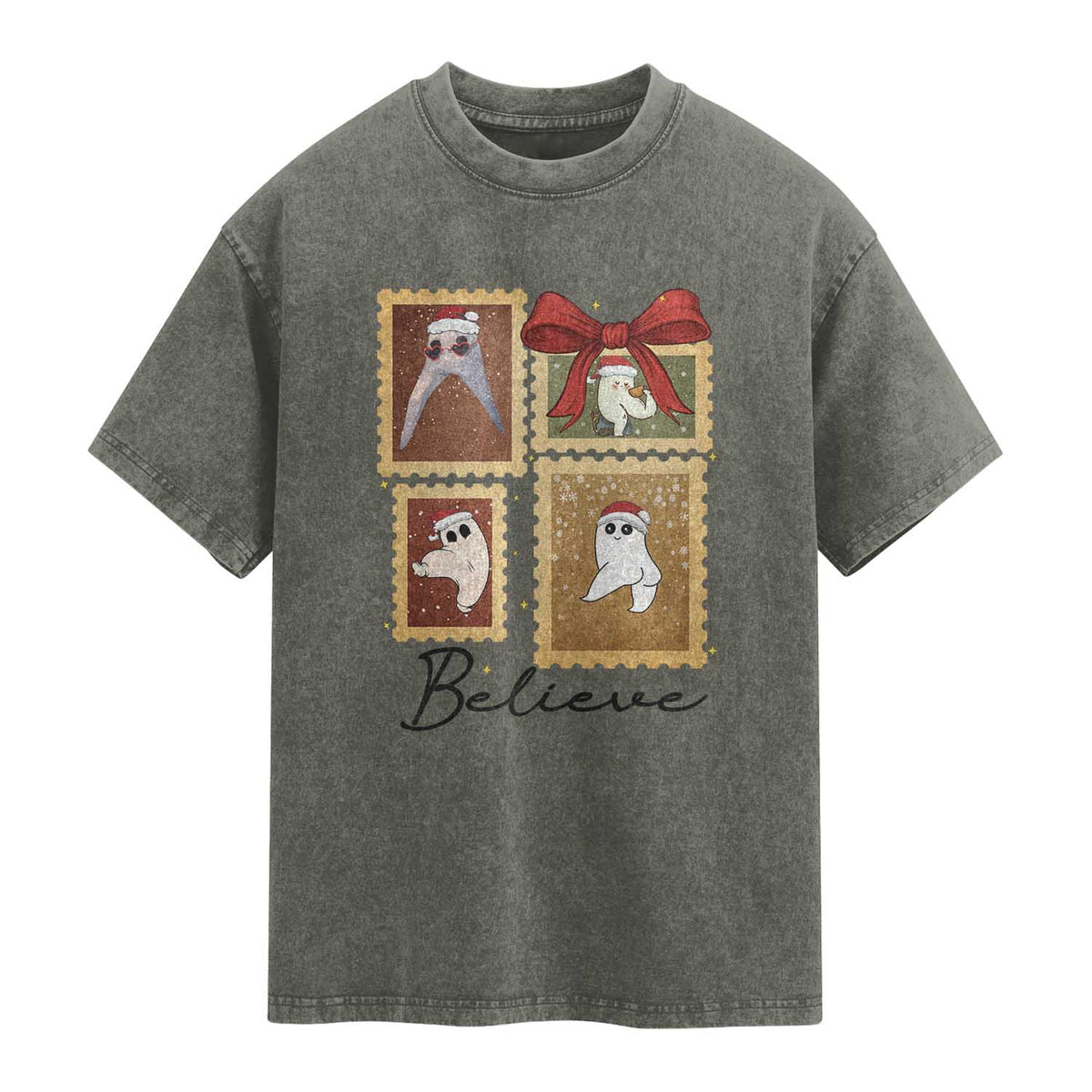 Fresno Nightcrawler Cryptid Christmas Believe Gift Washed Cotton T-Shirt