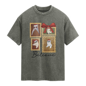 Fresno Nightcrawler Cryptid Christmas Believe Gift Washed Cotton T-Shirt