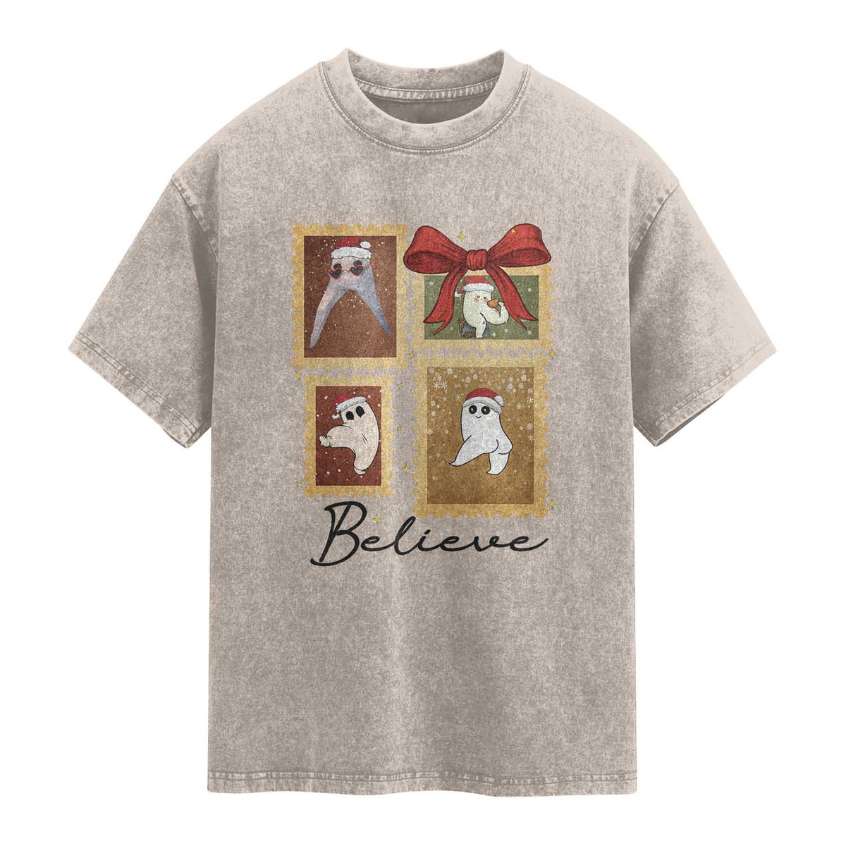 Fresno Nightcrawler Cryptid Christmas Believe Gift Washed Cotton T-Shirt