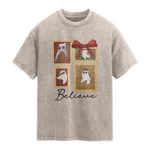 Fresno Nightcrawler Cryptid Christmas Believe Gift Washed Cotton T-Shirt