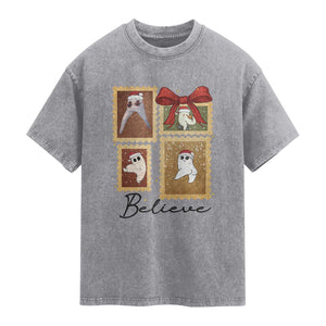 Fresno Nightcrawler Cryptid Christmas Believe Gift Washed Cotton T-Shirt