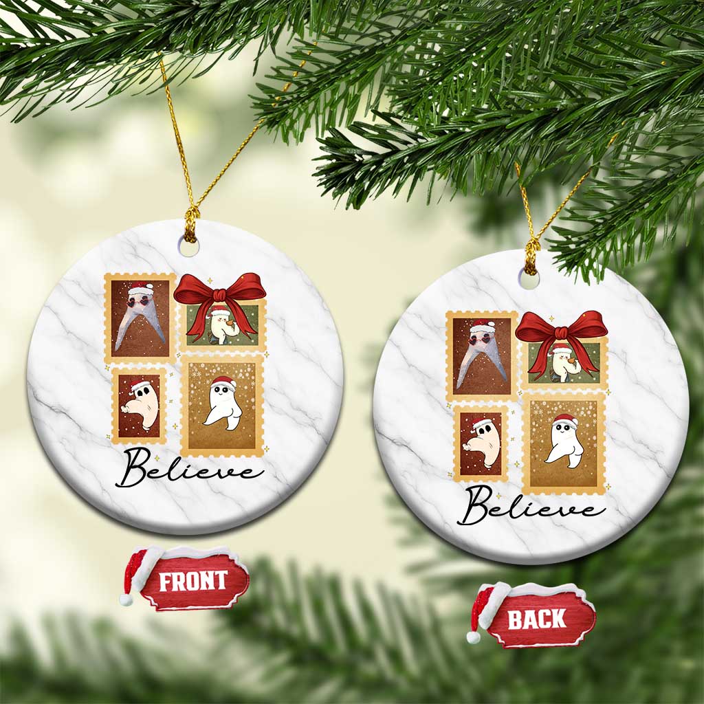 Fresno Nightcrawler Cryptid Christmas Believe Gift Ceramic Ornament TS12 1pc White Marble Print Your Wear