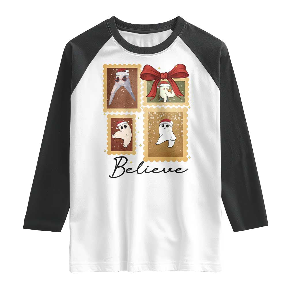 Fresno Nightcrawler Cryptid Christmas Believe Gift Raglan Shirt TS12 White Black Print Your Wear