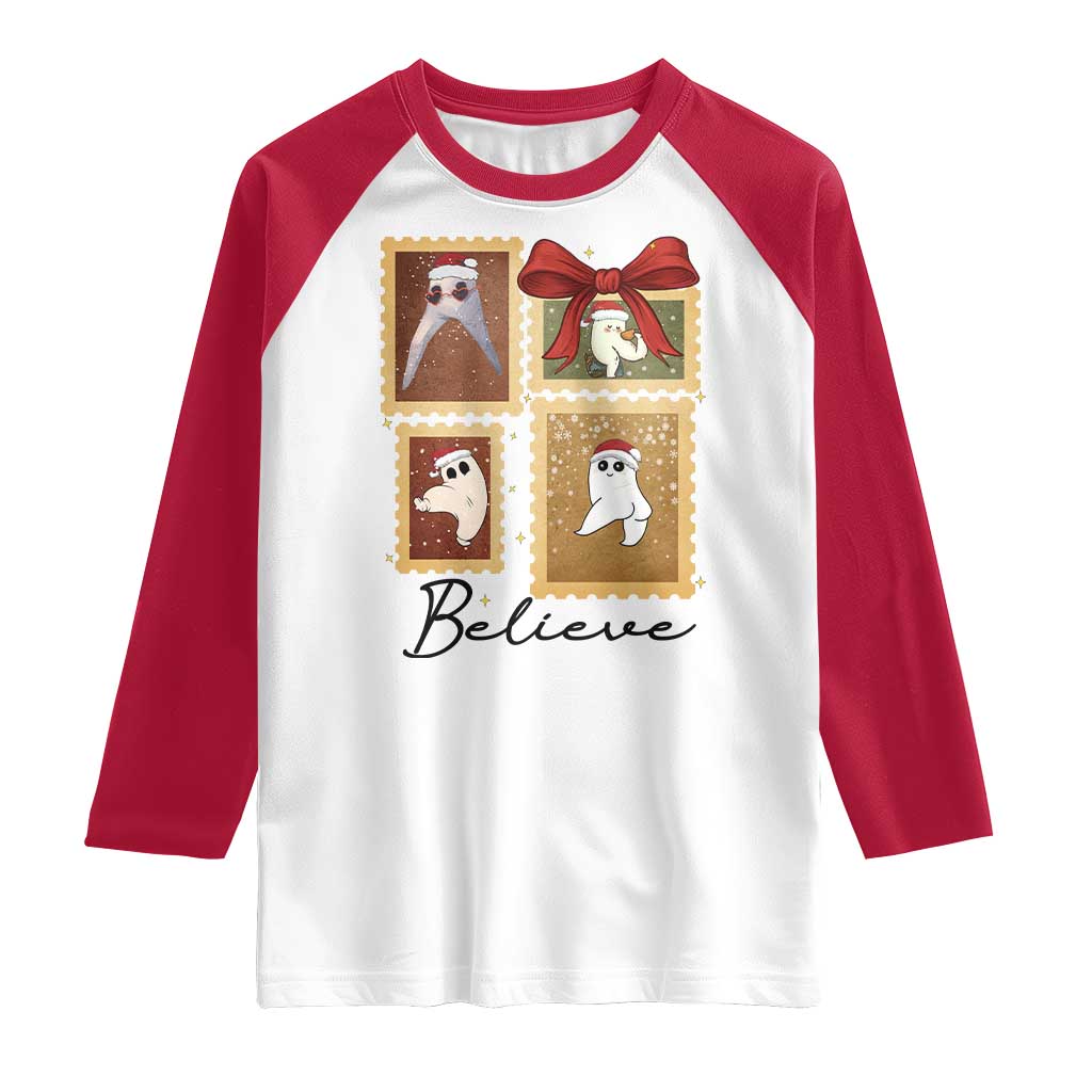Fresno Nightcrawler Cryptid Christmas Believe Gift Raglan Shirt TS12 White Red Print Your Wear
