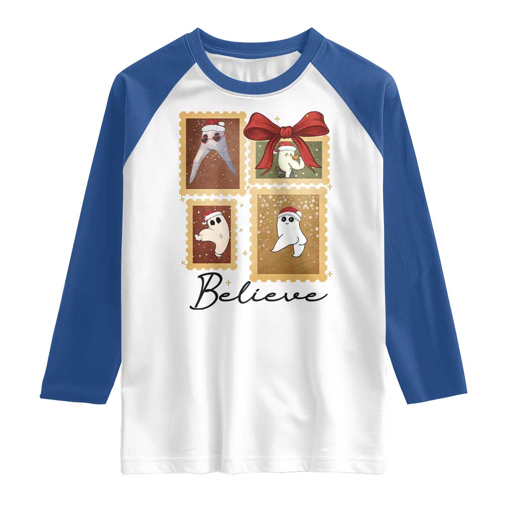 Fresno Nightcrawler Cryptid Christmas Believe Gift Raglan Shirt TS12 White Royal Print Your Wear