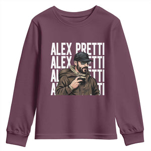 Alex Pretti Youth Sweatshirt Minneapolis Hero Nurse Community Support Gift TS12 Maroon Print Your Wear