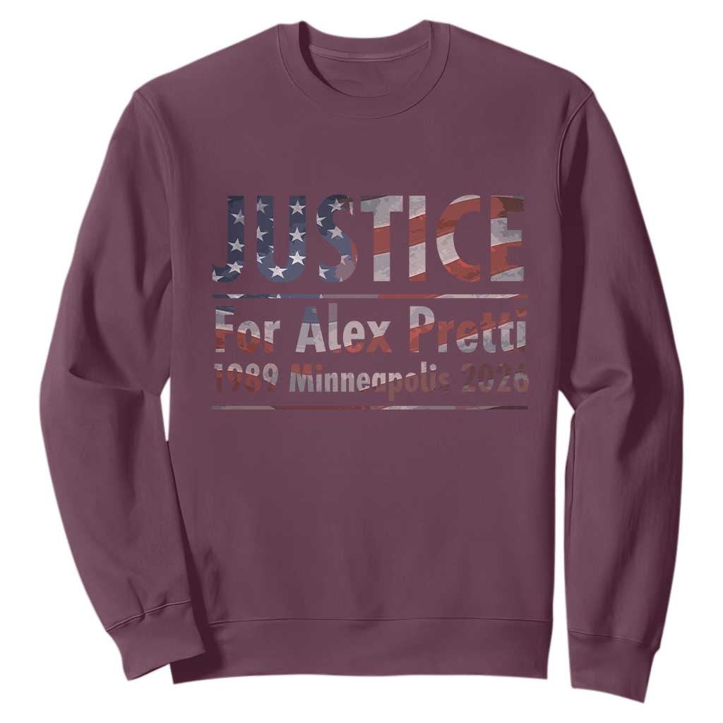 Justice For Alex Pretti Sweatshirt Minneapolis MN Tribute Gift TS12 Maroon Print Your Wear