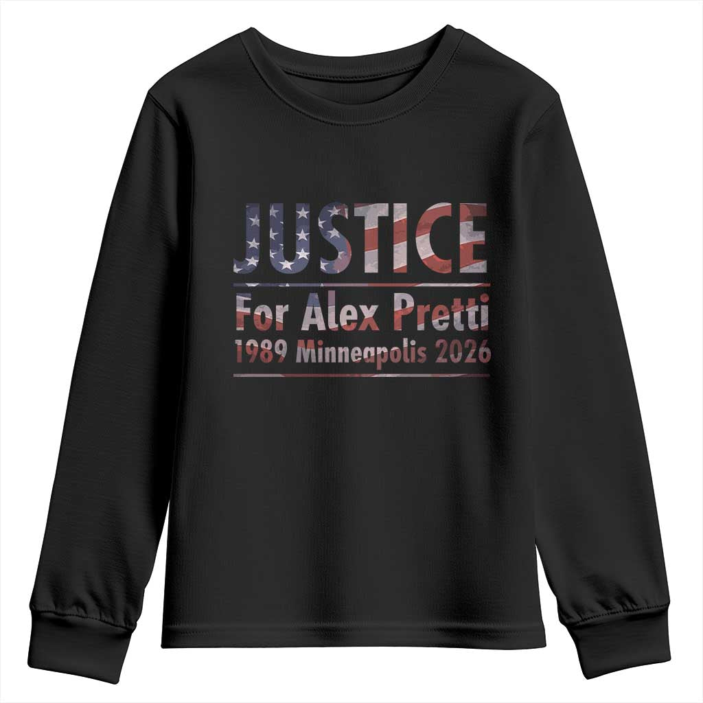 Justice For Alex Pretti Youth Sweatshirt Minneapolis MN Tribute Gift TS12 Black Print Your Wear