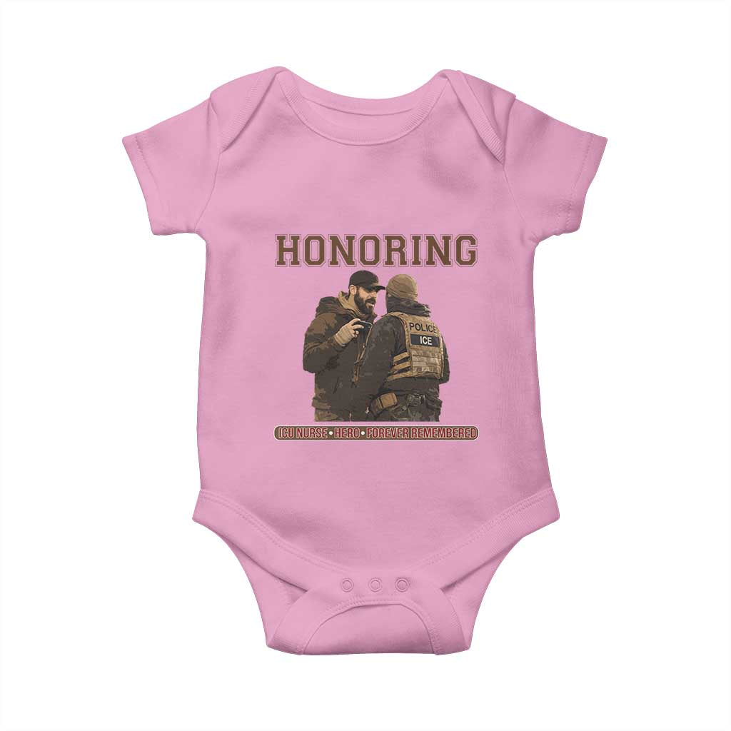 Honoring Alex Pretti ICU Nurse Tribute Support Gift Baby Onesie TS12 Light Pink Print Your Wear