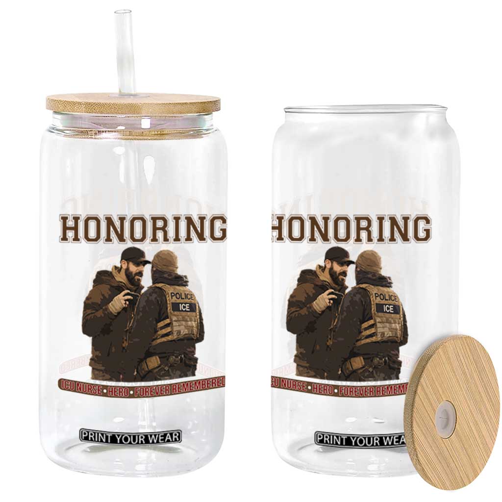 Honoring Alex Pretti ICU Nurse Tribute Support Gift Glass Can TS12 Print Your Wear