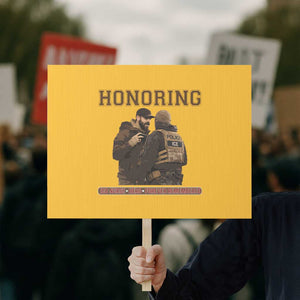 Honoring Alex Pretti ICU Nurse Tribute Support Gift Protest Sign TS12 Horizontal 18" × 24" Yellow Print Your Wear