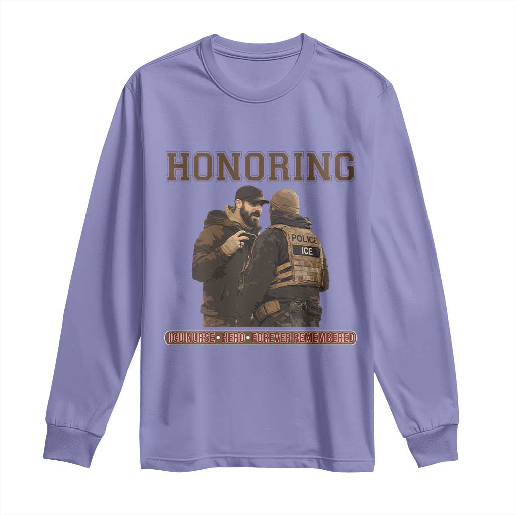Honoring Alex Pretti ICU Nurse Tribute Support Gift Long Sleeve Shirt TS12 Violet Print Your Wear