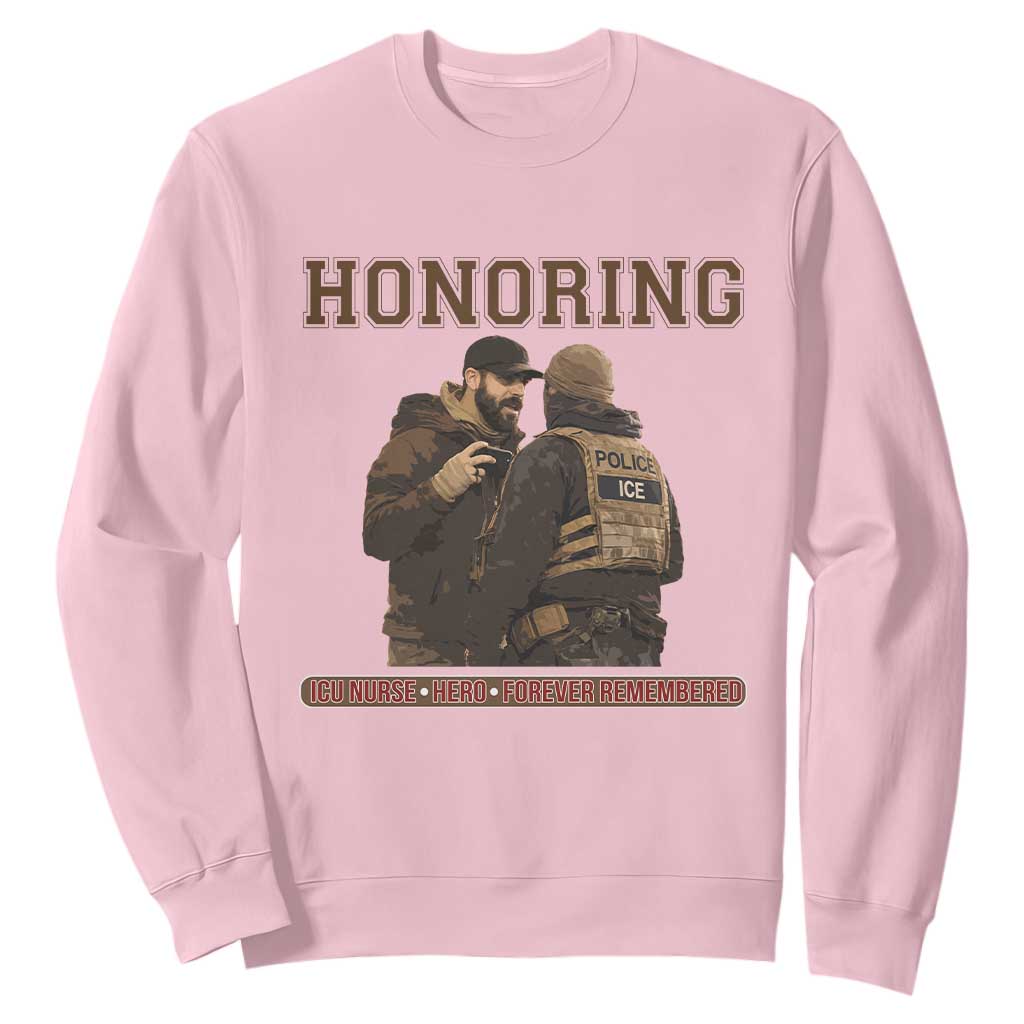 Honoring Alex Pretti ICU Nurse Tribute Support Gift Sweatshirt TS12 Light Pink Print Your Wear