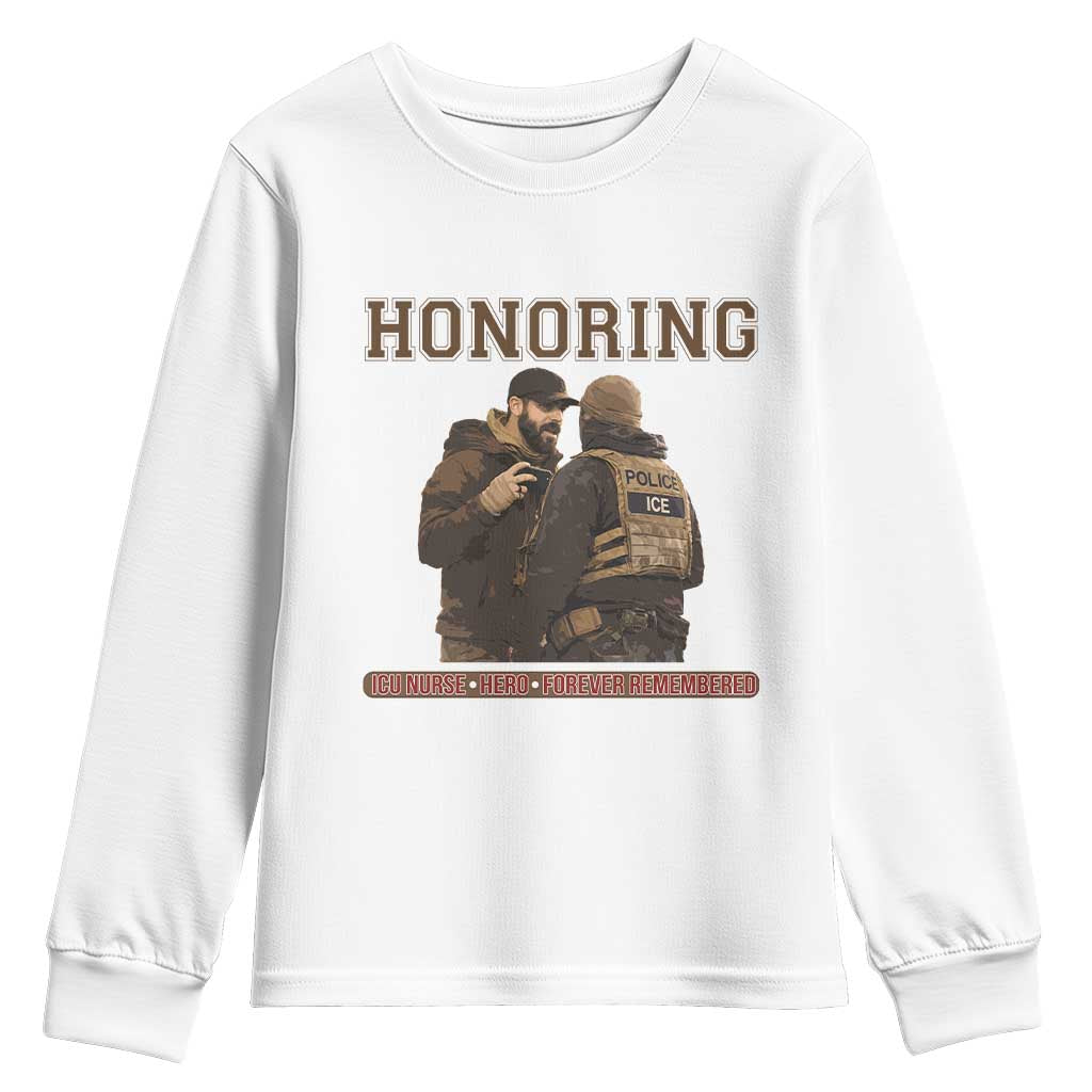 Honoring Alex Pretti ICU Nurse Tribute Support Gift Youth Sweatshirt TS12 White Print Your Wear