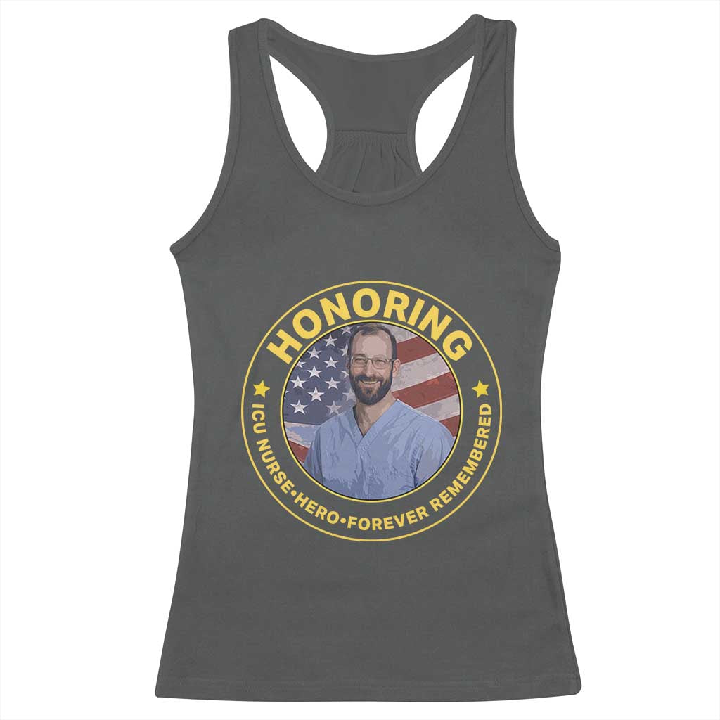 Alex Pretti Memorial Healthcare Hero Racerback Tank Top Minneapolis Support Gift TS12 Dark Heather Print Your Wear