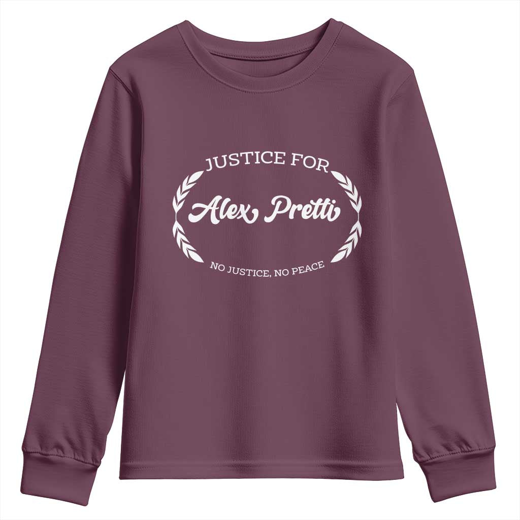 Justice For Alex Pretti Youth Sweatshirt Abolish ICE Protest Minneapolis Support Gift TS12 Maroon Print Your Wear