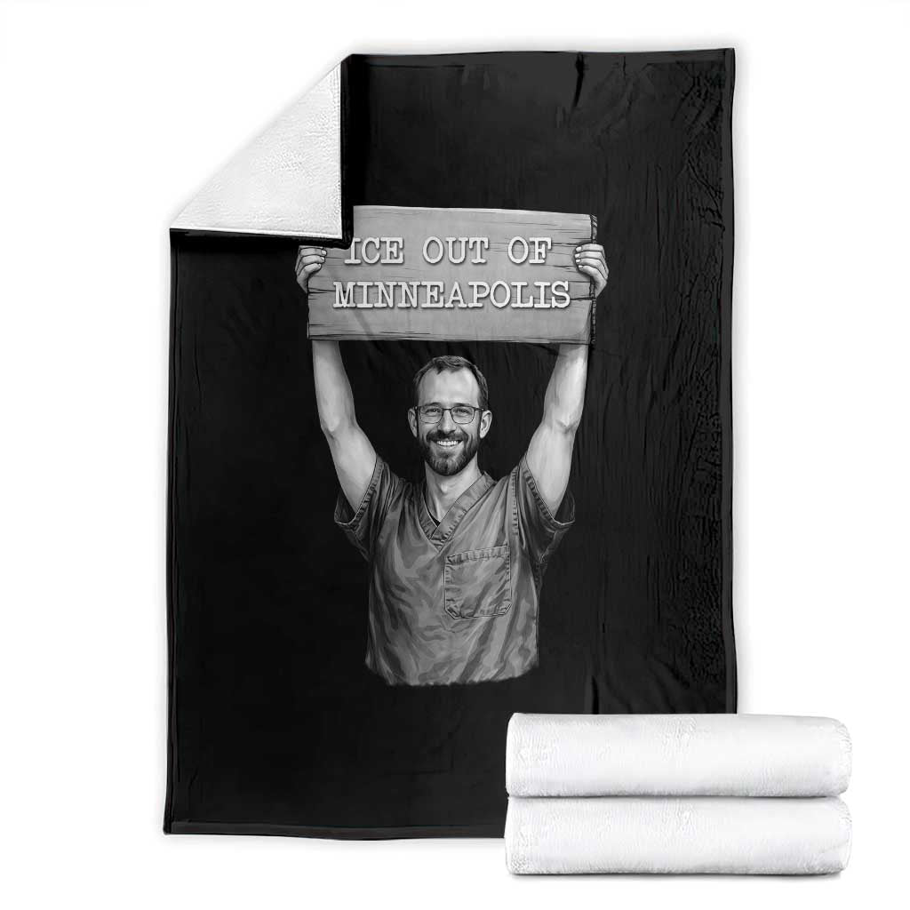 Ice Out Of Minneapolis Throw Blanket Alex Pretti Memorial ICU Nurse Tribute Support TS12 Black Print Your Wear