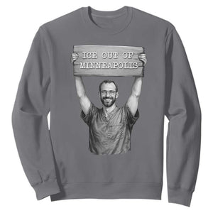 Ice Out Of Minneapolis Sweatshirt Alex Pretti Memorial ICU Nurse Tribute Support TS12 Charcoal Print Your Wear
