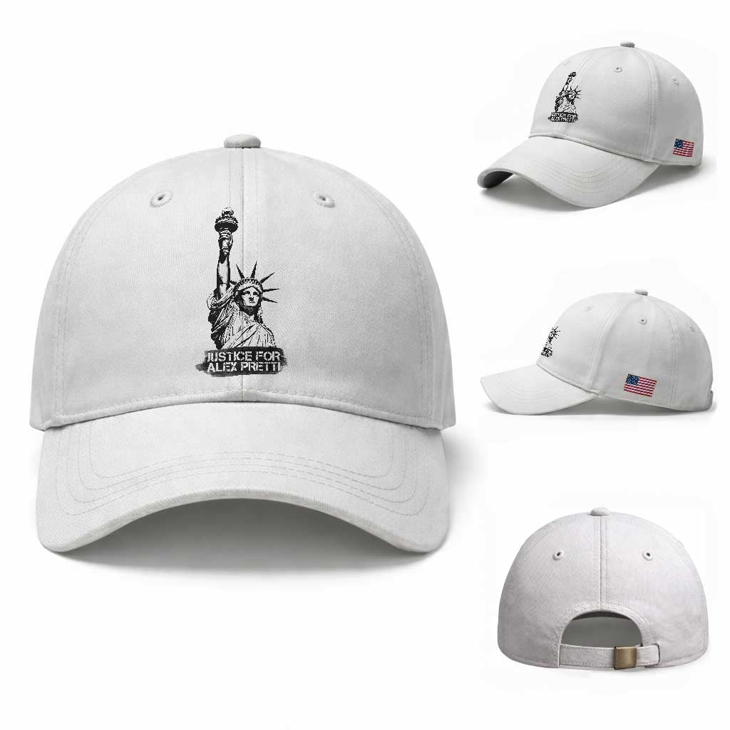 Justice For Alex Pretti Baseball Cap Statue Of Liberty Support Gift TS12 Baseball Cap Universal Fit White Print Your Wear
