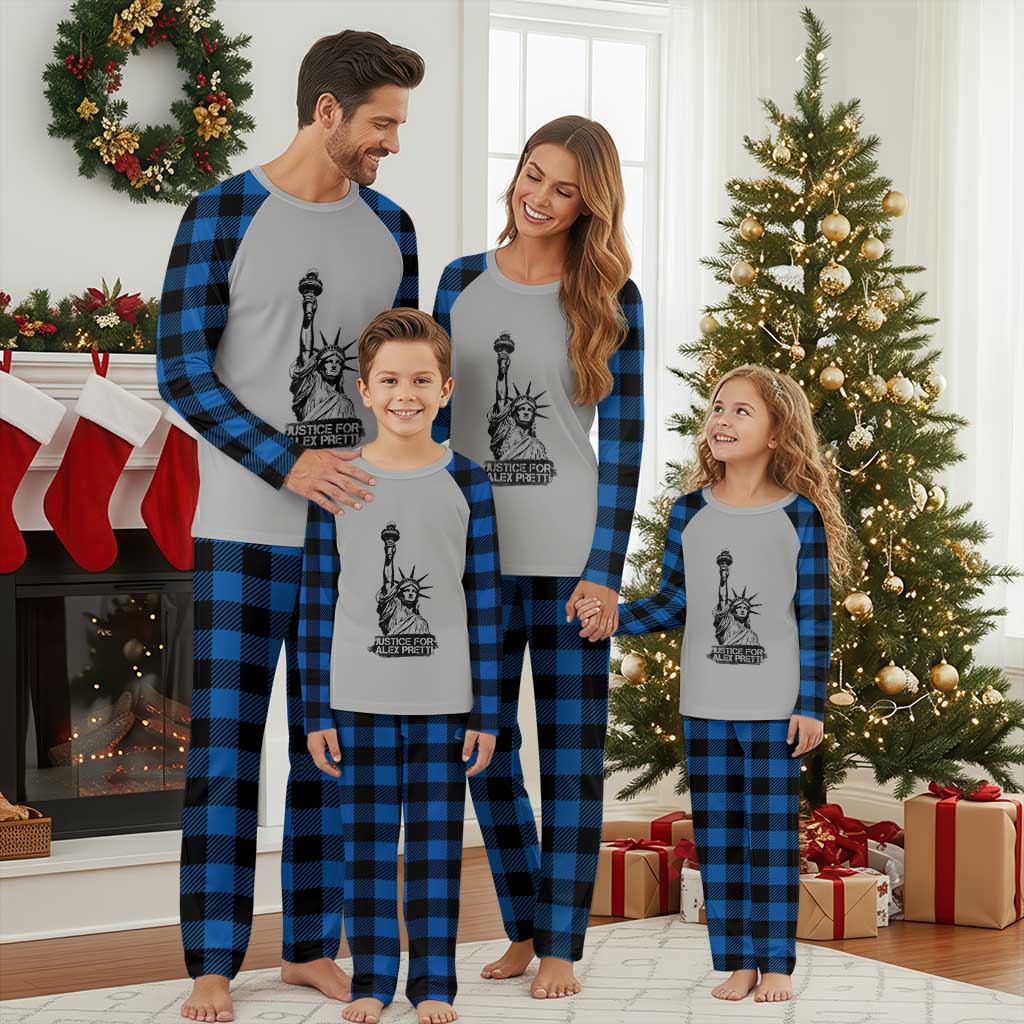 Justice For Alex Pretti Plaid Pajama Set Statue Of Liberty Support Gift TS12 Blue Plaid Print Your Wear