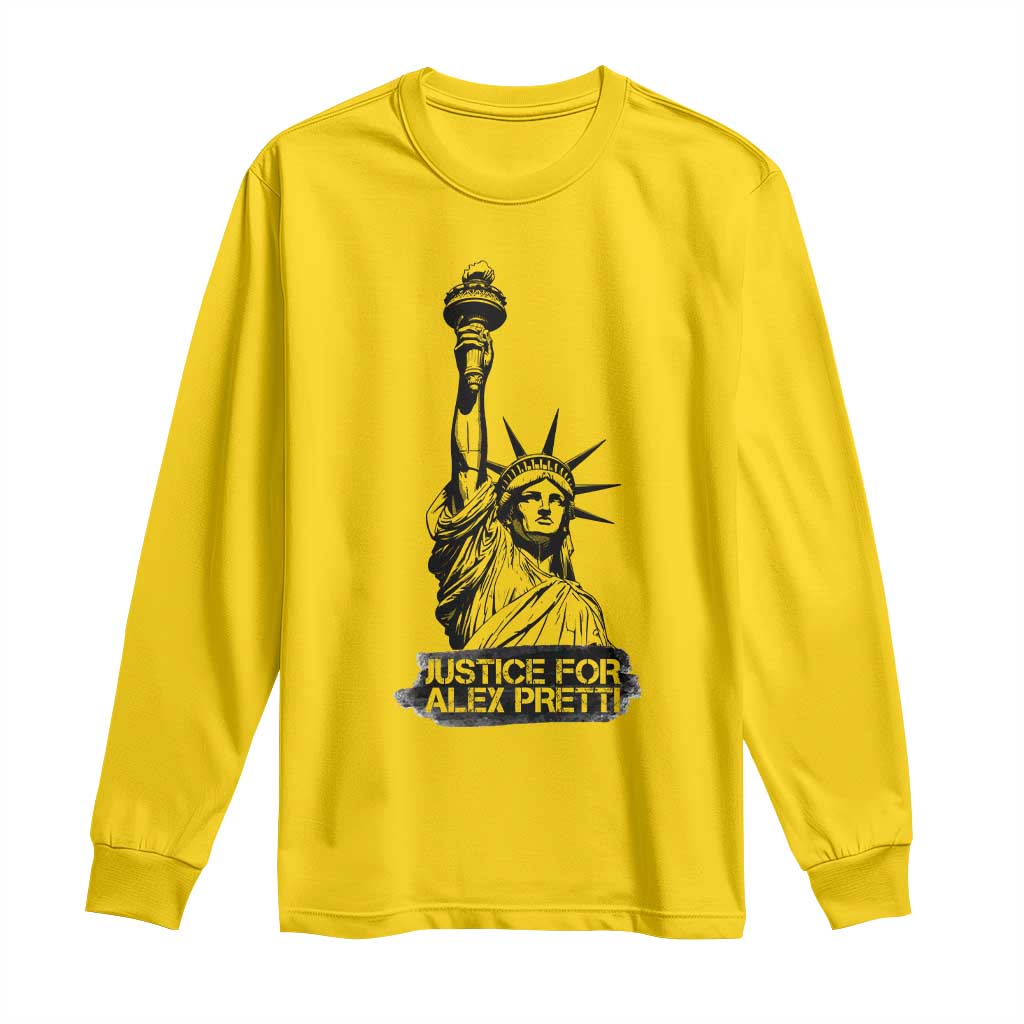 Justice For Alex Pretti Long Sleeve Shirt Statue Of Liberty Support Gift TS12 Daisy Print Your Wear