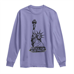Justice For Alex Pretti Long Sleeve Shirt Statue Of Liberty Support Gift TS12 Violet Print Your Wear