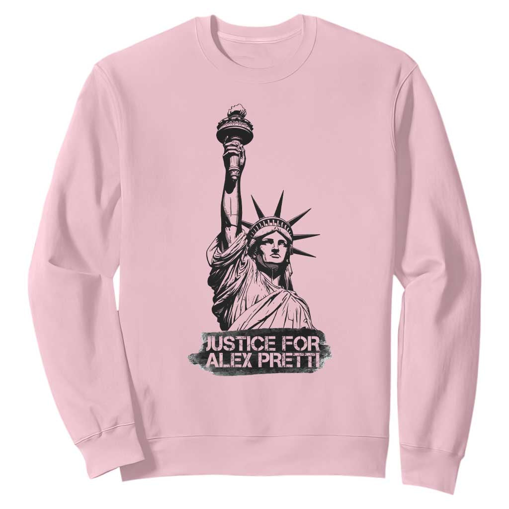 Justice For Alex Pretti Sweatshirt Statue Of Liberty Support Gift TS12 Light Pink Print Your Wear