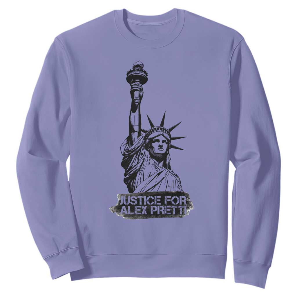 Justice For Alex Pretti Sweatshirt Statue Of Liberty Support Gift TS12 Violet Print Your Wear