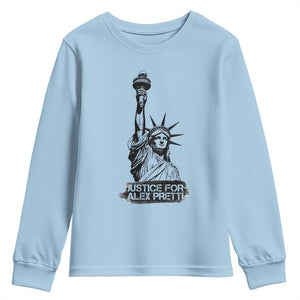 Justice For Alex Pretti Youth Sweatshirt Statue Of Liberty Support Gift TS12 Light Blue Print Your Wear