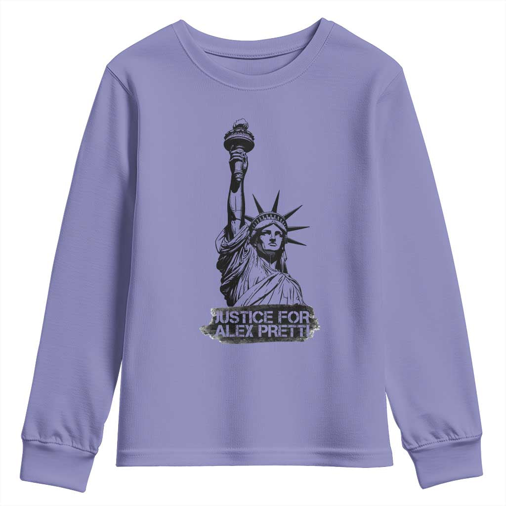 Justice For Alex Pretti Youth Sweatshirt Statue Of Liberty Support Gift TS12 Violet Print Your Wear