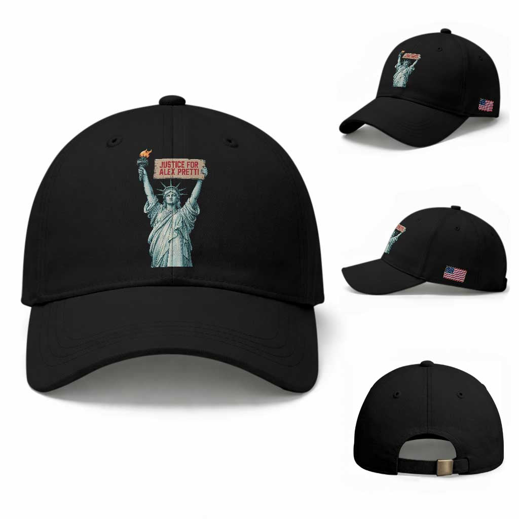 Statue Of Liberty Justice For Alex Pretti Tribute Gift Baseball Cap TS12 Baseball Cap Universal Fit Black Print Your Wear