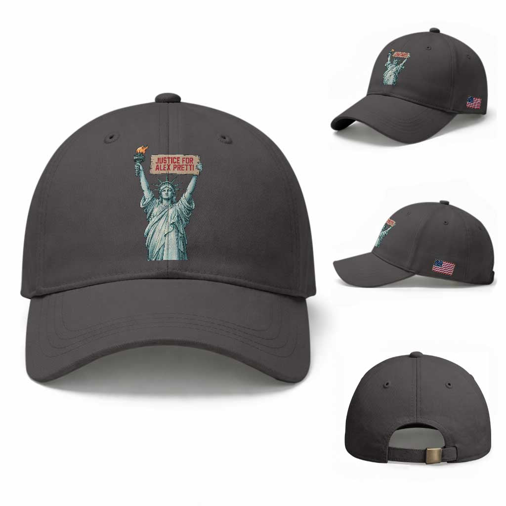 Statue Of Liberty Justice For Alex Pretti Tribute Gift Baseball Cap TS12 Baseball Cap Universal Fit Dark Gray Print Your Wear